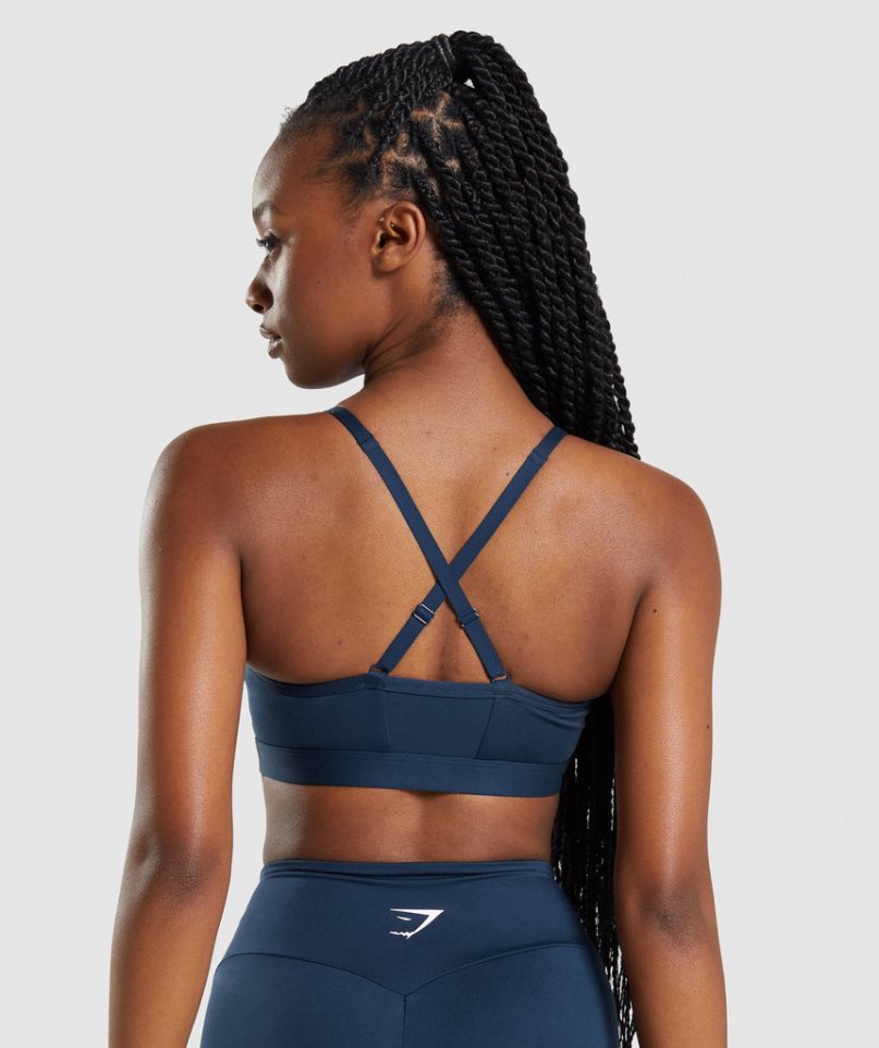 Women's Gymshark Ruched Sports Bra Navy | NZ 9WRBHS